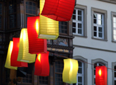 Laternen auf dem historischen Markt von Hildesheim